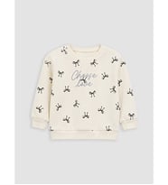 LCW Kids Ekru Fiyonk Baskılı Kız Çocuk Kalın Sweatshirt