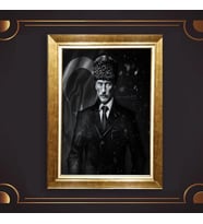 Altın Varaklı Çerçeveli Paspartulu Atatürk Tablo z5184 (Gold)
