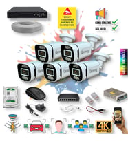 5 Kameralı IP Set - Yapay Zeka Özellikli Gece Renkli Gösteren Sesli 6 Warm Ledli 4K FULLHD IP Güvenlik Kamerası Seti 4386WS