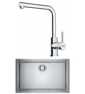 Franke MRX 110-70 Tezgah Altı Çelik Eviye + Franke LİNA L Krom Spiralli Mutfak B