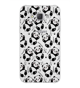 Samsung Galaxy J7 Kapak Panda Tasarımlı Şeffaf Silikon Kılıf