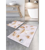 Kemik Deniz Kabukları Banyo Halısı Klozet Paspas Seti BS036