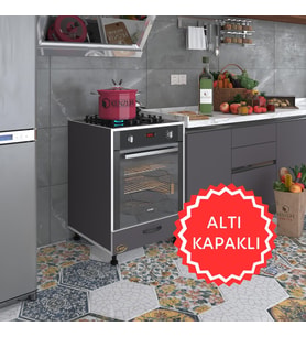 Kenzlife ankastre modülü kabini malik ejder gri fırın ocak dolabı kapaklı ayarlı ayaklı