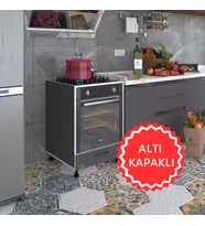 Kenzlife ankastre modülü kabini malik ejder gri fırın ocak dolabı kapaklı ayarlı ayaklı