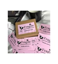 Fragile Handle With Love Dikkat Kırılır Pembe Etiket Ingilizce 8,1x5 Cm - (40 ADET)