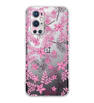PrintiFy OnePlus 9 Pro Uyumlu Kamera Korumalı Floral Pembe Tasarımlı Şeffaf Silikon Kılıf