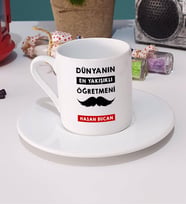 Dünyanın En Yakışıklı Öğretmeni Türk Kahvesi Fincanı Beyaz