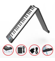 Jwin JDP-8800 Katlanabilir Tuş Hassasiyetli Bluetooth + Şarjlı Piyano - Siyah