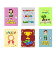 48 Adet Öğrenci Başarı Tebrik Kartı 70x50 mm (Örnek Öğrenci,Kitap Kurdu, Aferin,Matematik Şampiyonu) (Çok Renkli)