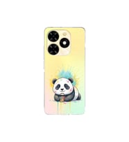 Tecno Spark 20C ile Uyumlu Splash Panda Tasarımlı Şeffaf Silikon Kılıf