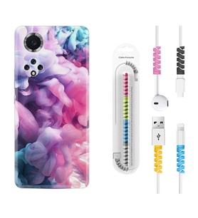 Huawei Nova Y70 Y90 Nova 9 SE  Kılıf Kablo Koruma Spiral Silikon Pink Cloud 1305