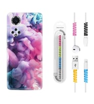 Huawei Nova Y70 Y90 Nova 9 SE  Kılıf Kablo Koruma Spiral Silikon Pink Cloud 1305