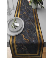 Füme Çerçeveli Desen Premium Masa Örtüsü Runner RNR323