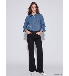 LCW Jeans Siyah Petite Flare Kadın Jean Pantolon