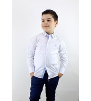 Erkek Çocuk Desenli Uzun Kol Spor Gömlek Mavi