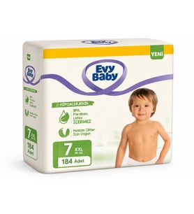 Evy Baby Bebek Bezi 7 Beden 19+ KG XXLarge 184 Adet Avantaj Süper Fırsat Pk