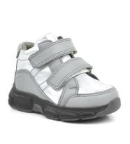 Rakerplus Hakiki Deri Gümüş Simli Cırtlı Kız Bebek Bot Ayakkabı