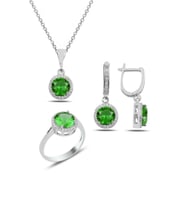 Tek Taş Modern Gümüş Set Takım