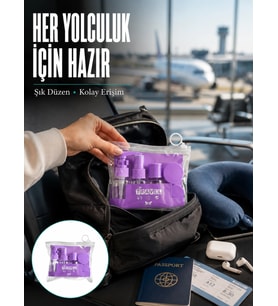 Taşınabilir 5’li Seyahat Banyo Seti Şampuanlık Sprey Krem Kutusu Yeni Nesil