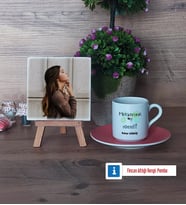 Mekatronik Mühendisi Fotoğraflı Dekoratif Taş, Ahşap Altlıklı Türk Kahvesi Fincanı Hediye (Model 6)