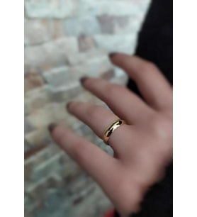 Gümüş 4 mm altın kaplama alyans yüzük (Sarı)