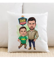 Kişiye Özel Yakışıklı Baba ve Oğlu Karikatürlü Yastık