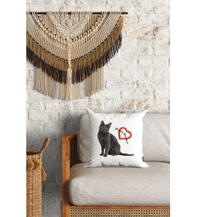 Sevimli Kedi Desenli Çift Yön Dijital Baskılı Dekoratif Kırlent Kılıfı Yastık Kılıfı 39x39cm