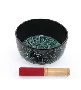  Huzur Ve Dinginlik Veren  Desenli Meditasyon Çanı 19 cm (Siyah-Altın)