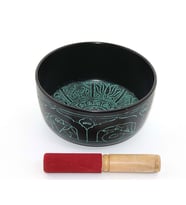  Huzur Ve Dinginlik Veren  Desenli Meditasyon Çanı 19 cm (Siyah-Altın)