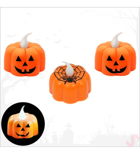 Halloween Bal Kabağı Led MuM, 5cm x 3 Adet (Karışık)