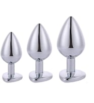 Kalp Desenli Taşlı 3 Farklı Boyutta Metal  Plug Seti