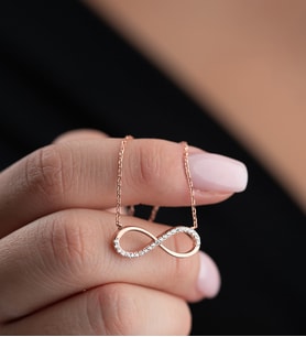 925 Ayar Gümüş Rose Kaplama Zirkon Taşlı Sonsuzluk Model Küpe