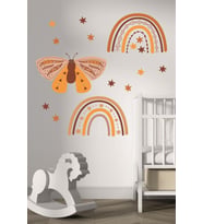 Bohem Gökkuşağı ve Kelebek Çocuk Odası Duvar Sticker Dekorasyon Seti Model 2 (Karışık)