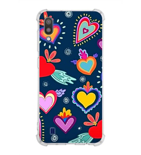 PrintiFy Samsung Galaxy M10 Uyumlu Retro Color 3 Baskılı Şeffaf Köşe Korumalı Antişok Kılıf