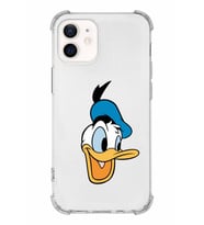 Apple iPhone 12 Uyumlu Köşe Korumalı Antişok  Kapak Donald Duck Tasarımlı Şeffaf  Kılıf
