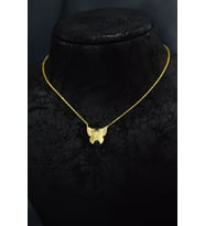 925 Ayar Gümüş Gold Kaplama Zirkon Taşlı Desenli Kelebek Kolye