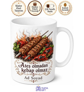 Antep Kebabı Temalı Baskılı Kupa Bardak Gaziantep Hediye Porselen Mug
