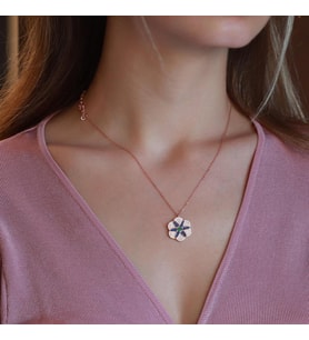Apm Monaco Modeli Çiçek Zirkon Taşlı Rose Gold Kaplama Gümüş Kolye