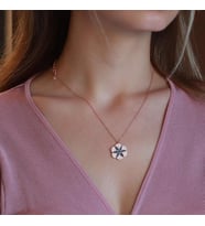 Apm Monaco Modeli Çiçek Zirkon Taşlı Rose Gold Kaplama Gümüş Kolye