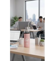 Lüks Şeffaf Kılıflı Cam Matara 1000ml – Açık Pembe
