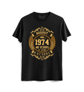 Vintage Gold Awesome Series August 1974 Siyah Tshirt