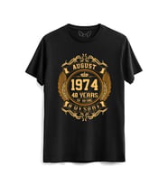 Vintage Gold Awesome Series August 1974 Siyah Tshirt