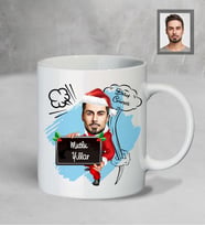 Kişiye Özel Yılbaşı Erkek Karikatürlü Beyaz Kupa Model-3