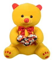 % 100 Yerli - Emoji Temalı Kalpli  Fiyonklu Sarı Ayıcık 70-80 cm (SARI-TABA)