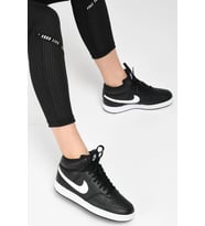 Nike Court Vision Mid Leather Womens Sneaker Hakiki Deri Kadın Günlük Spor Ayakkabı Siyah