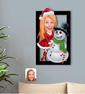 BK Gift Kişiye Özel Yeni Yıl Kadın Karikatürlü 3D Ahşap Tablo-2