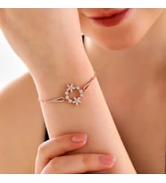925 Ayar Gümüş Rose Beyaz Çiçek Kadın Bileklik
