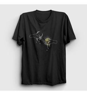 Presmono Unisex Siyah Drip Sun Moon Güneş Ay T-Shirt 398493tt