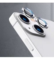 Apple Apple iPhone 13 Mini Kamera Lens Koruyucu HD Kalite Çerçeveli Tempered Glass Cam (Gümüş)