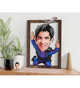 BK Gift Kişiye Özel Erkek Paraşüt Karikatürlü 3D Ahşap Tablo-1, Sevgiliye Hediye, Arkadaşa Hediye, Doğum Günü Hediyesi